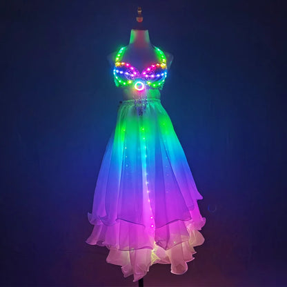 LUMA WEAR LED Light Up Skirt Set – Rainbow Tulle Rave & Festival Outfit