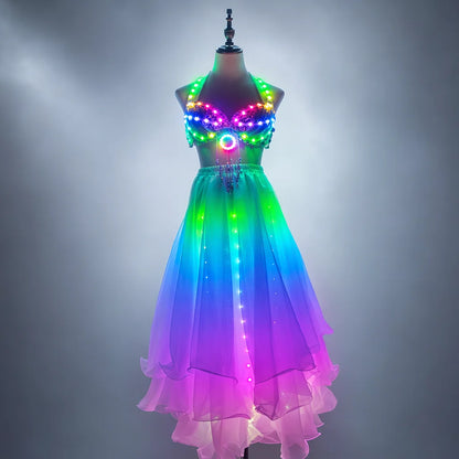 LUMA WEAR LED Light Up Skirt Set – Rainbow Tulle Rave & Festival Outfit