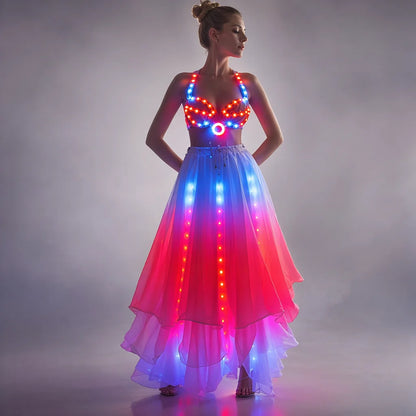 LUMA WEAR LED Light Up Skirt Set – Rainbow Tulle Rave & Festival Outfit