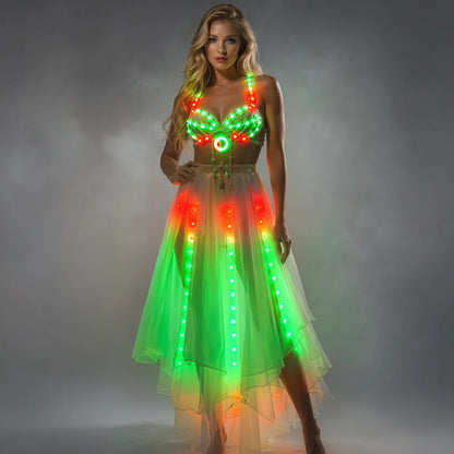 LUMA WEAR LED Light Up Skirt Set – Rainbow Tulle Rave & Festival Outfit